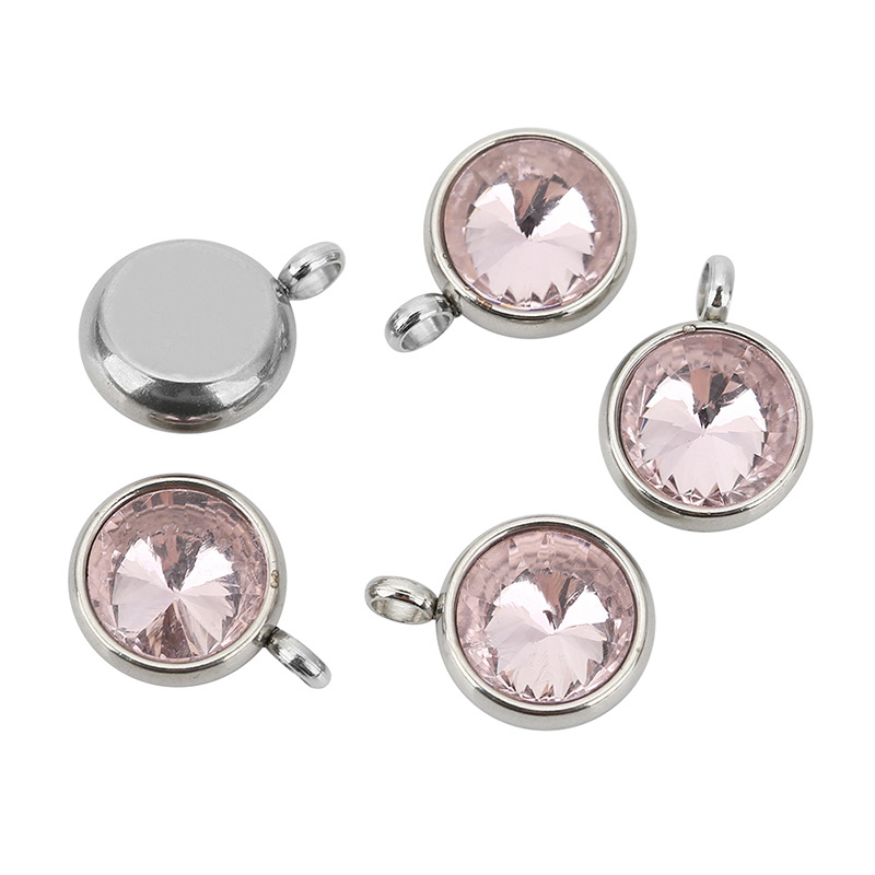 1 Piece Diameter 10mm 304 Stainless Steel Zircon Geometric Pendant display picture 7