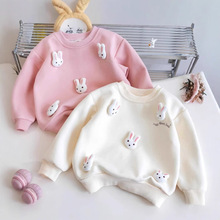 韩版童装女童卫衣秋季2024新款洋气儿童卡通立体兔子卫衣春秋上衣
