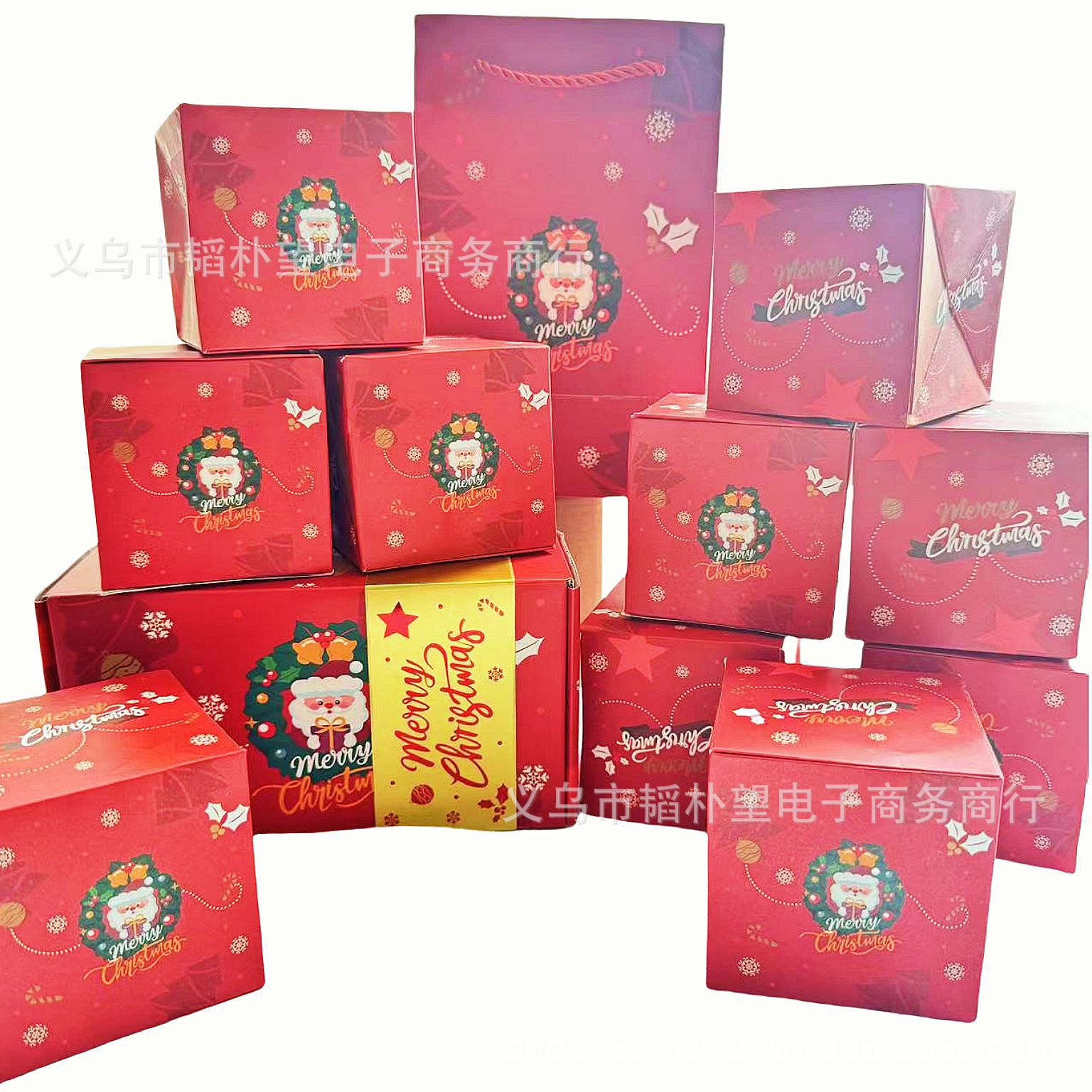 레드 메리 크리스마스; 바운스 박스 10개 + 선물 상자 + 선물 가방