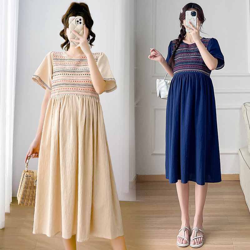 2025 New Maternity Summer Dress Embroidered Fashionable Summer Short Sleeve Maternity Dress 2025 New Maternity Summer Dress Embroidered Fashionable Summer Short Sleeve Maternity Dress