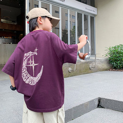 Boys' Summer Dopamine Short Sleeve T-Shirt 2024 New Children's Boys Summer Street Style Cool Half-Sleeve Top