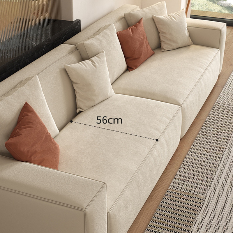 Italian-Style Cat-Scratch Leather Sofa for Small Spaces, Straight-Line Light Luxury Eco-Leather Sofa for Rental Apartments, Tofu Block Tech Fabric Sofa
