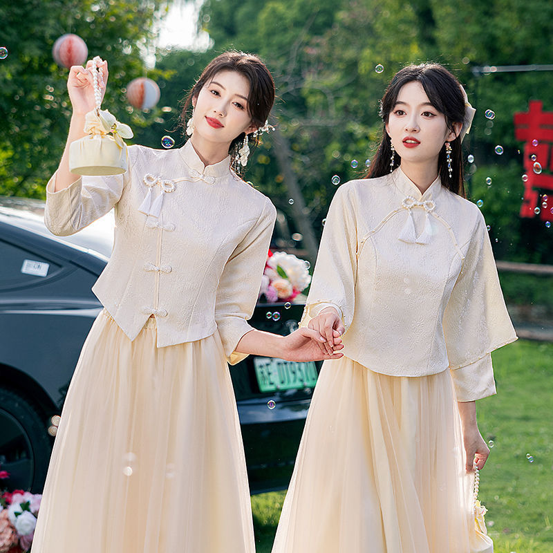 Plus-Size Bridesmaid Dress Chinese Style 2025 New Bridesmaid Dress Suitable for Everyday Wear Niche Style Sister Group Wedding