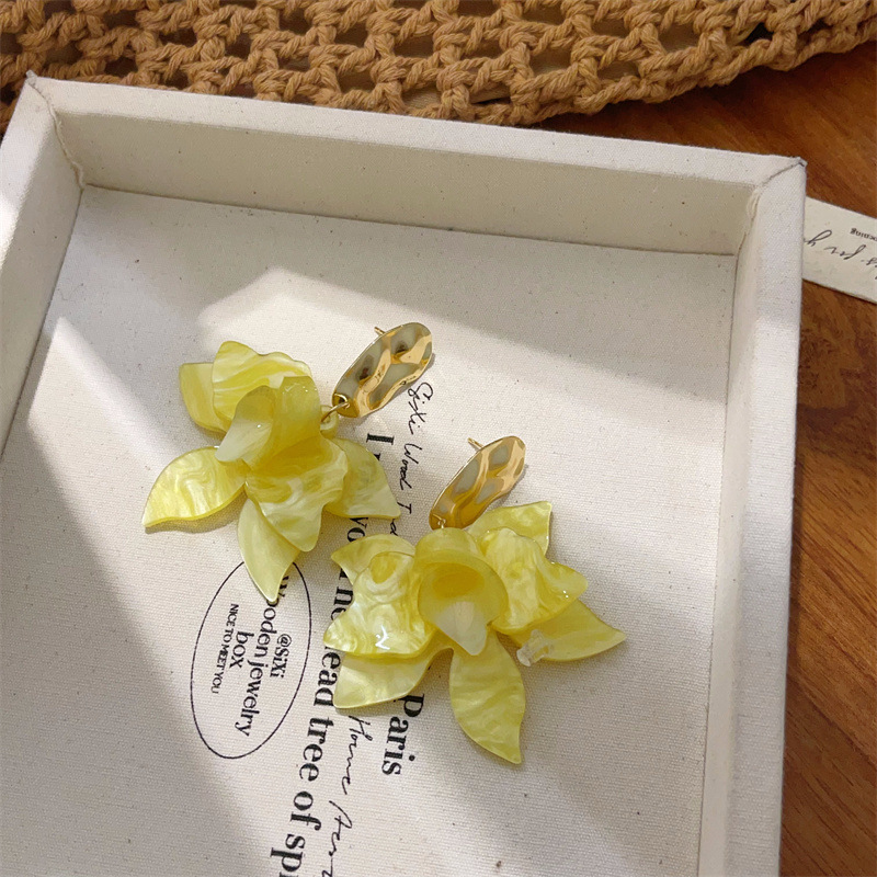 E3039 연노랑 - 물결 귀걸이