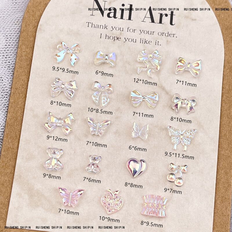 Aurora bow nail jewelry magic Joker three-dimensional butterfly skirt resin diamond diy nail accessories Aurora bow nail jewelry magic Joker three-dimensional butterfly skirt resin diamond diy nail accessories