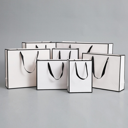 White card handbag white paper bag wholesale gift bag women's clothing store shopping bag jewelry beauty packaging bag