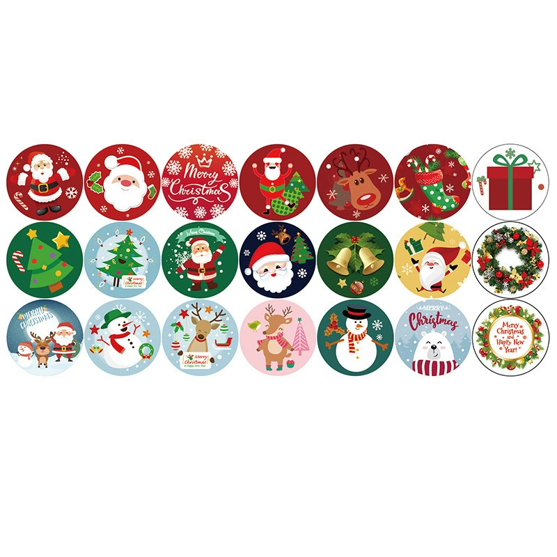 Рождественские наклейки Высококачественная мелованная бумага Клейкая Подарочная сумка Подарочная коробка Ярлык День рождения Наклейки для вечеринки