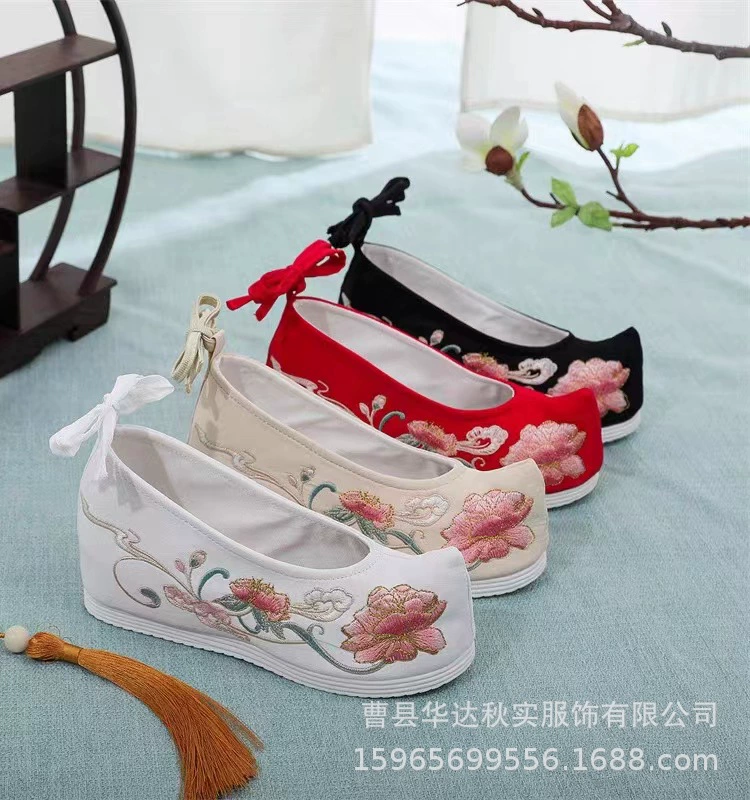Новые туфли с вышивкой Hanfu Fugui Ruyi, увеличивающие внутреннюю высоту, одиночные туфли с вышивкой, женская обувь с вышивкой, оригинальный дизайн, обувь с вышивкой Hanfu
