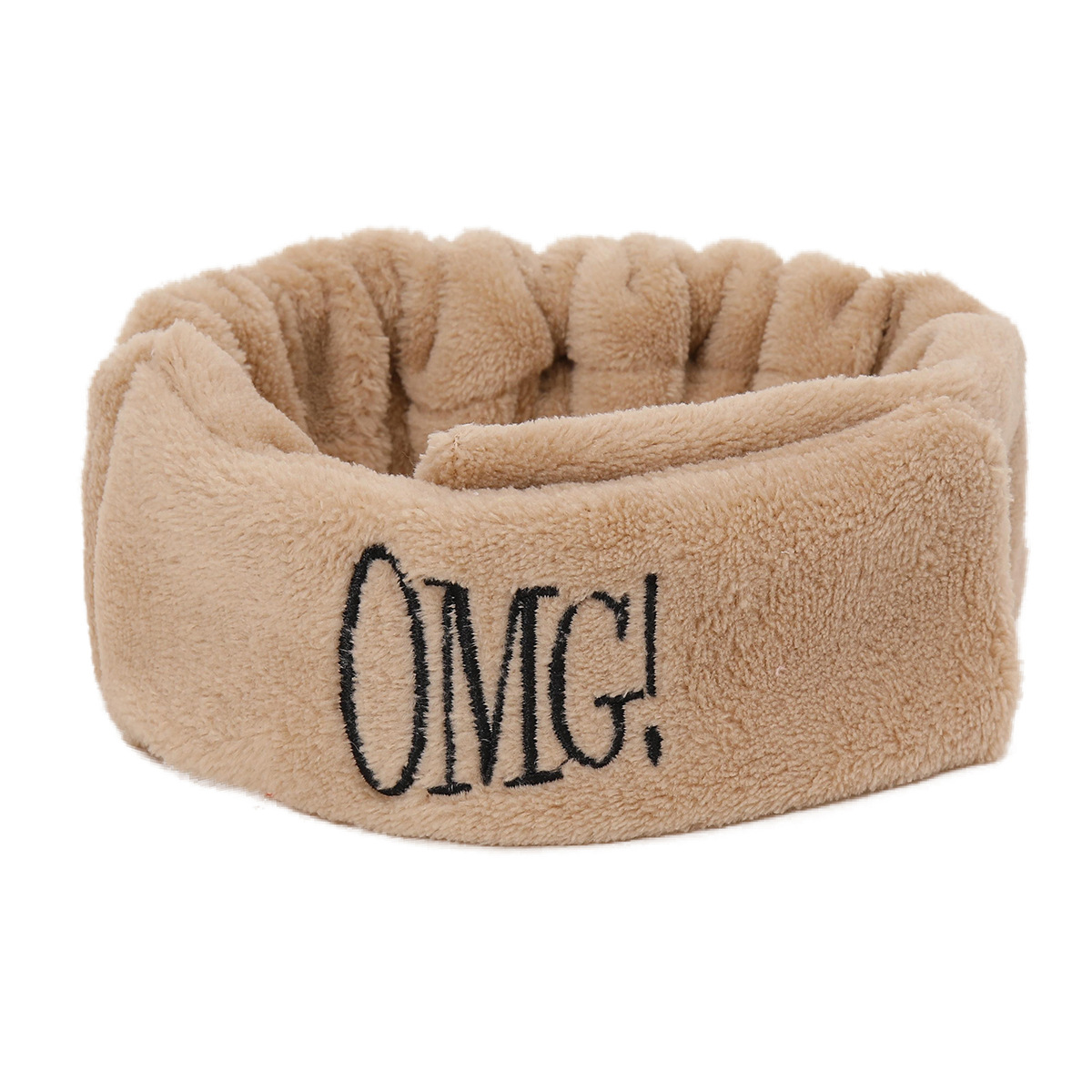 Europa y los Estados Unidos nuevos velcro turbante OMG letras bordadas correa de cabello para mujeres lavar la cara SPA banda de cabello ancho borde peluche adornamiento para el cabello