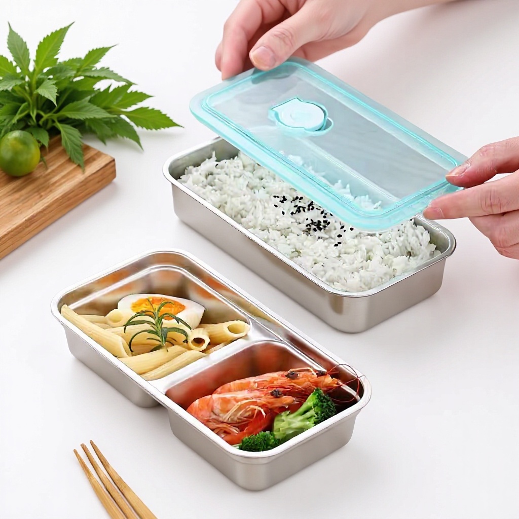 304 Korean-Style Stainless Steel Food Storage Box with Lid, Snack Box, Seasoning Dish with Lid, Divided Kimchi Box, Lunch Box