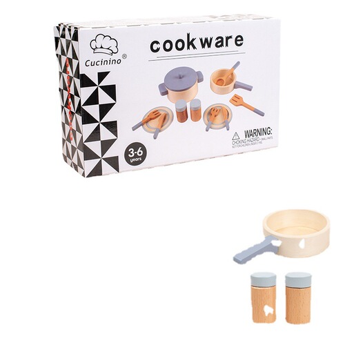 Children's Simulation Kitchen Toys Wholesale Wooden Table Kitchenware Pots Girls Play House Toddler Baby Cooking Toys