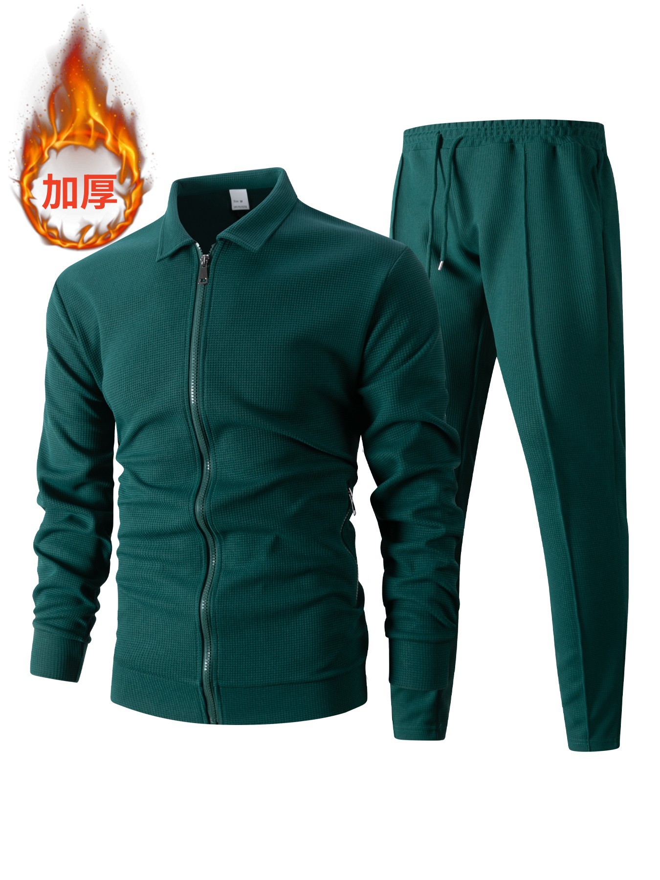 2025 Chaqueta transfronteriza para hombre otoño juventud waffle bolsillo con cremallera solapa cárdigan delgado traje de chaqueta para hombre