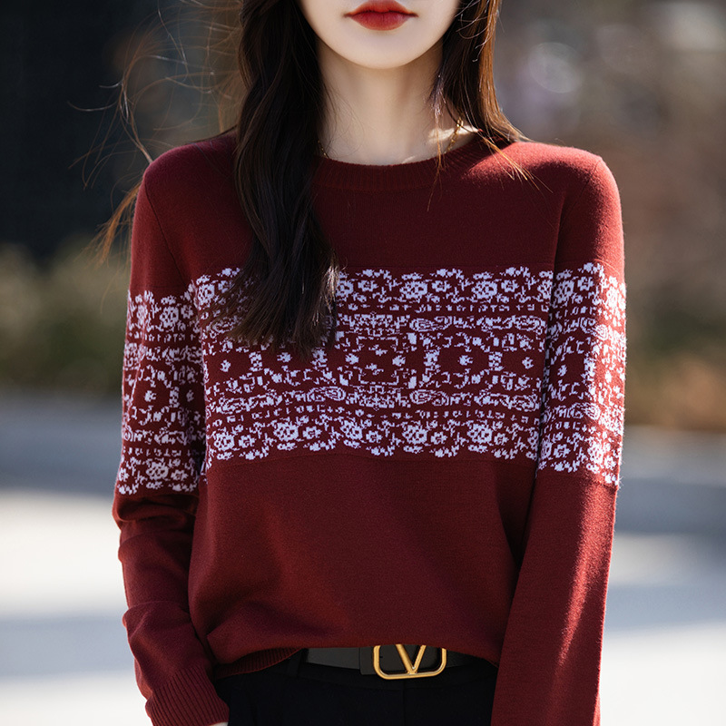 Spring and Autumn New wool high-end sweater Women's Western style loose outer wear pullover fashion knitted bottoming shirt Spring and Autumn New wool high-end sweater Women's Western style loose outer wear pullover fashion knitted bottoming shirt