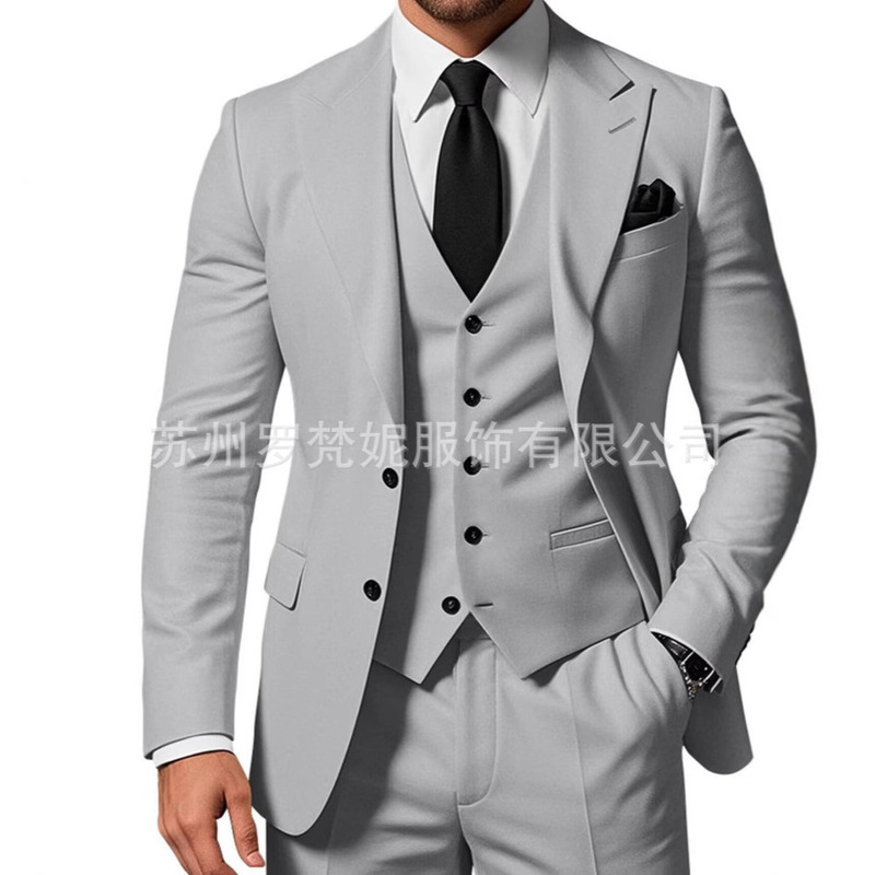 2026 New Men's Suit Amazon Suit Three-Piece Casual Business Banquet Prom Slim-Fit Suit Wedding