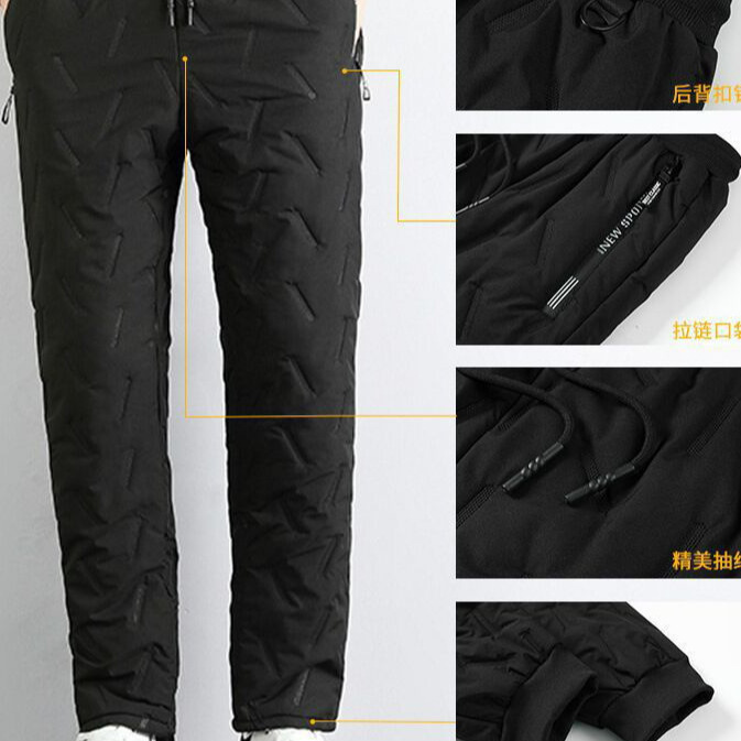 Versatile Winter Cotton Pants for Men, Plus Size, Lamb Wool, Warm, Loose Straight-Leg Casual Pants for Outdoor Wear in Winter
