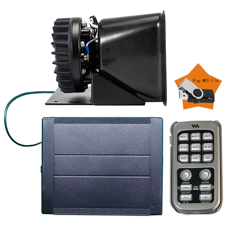 Vehicle-Mounted Alarm Siren with Wireless High-Pitched Siren and Loudspeaker As920Bk-Mp3 + Cooling Square Speaker