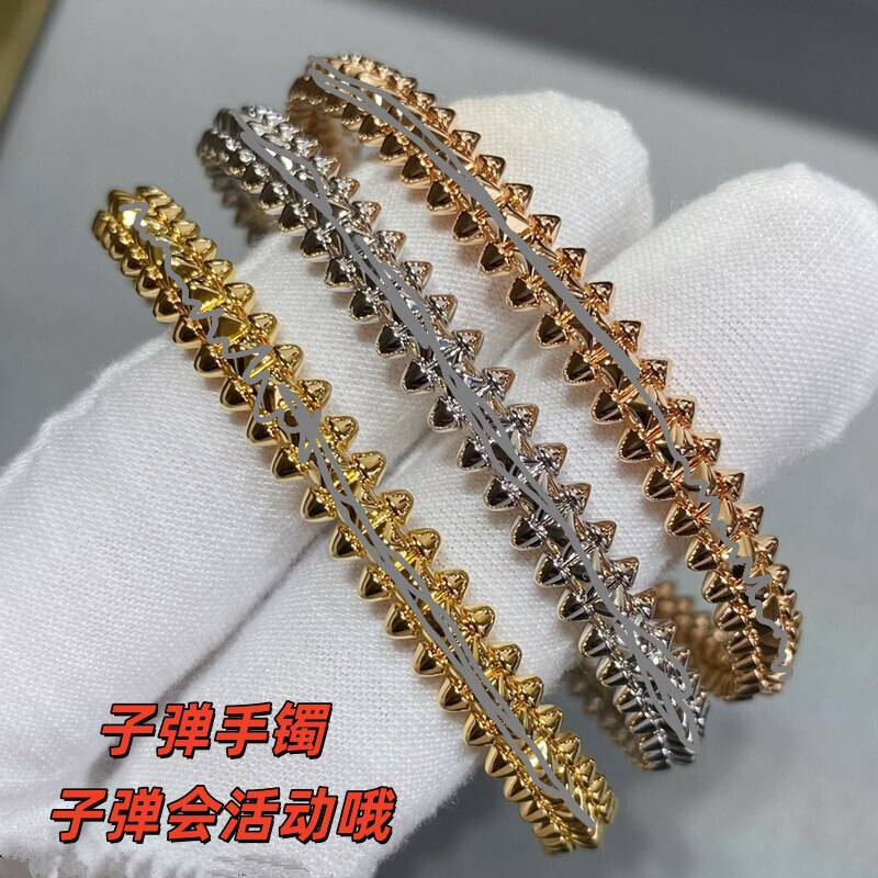 Kajia Premium Edition 18K Classic Rivet Bullet Narrow Bracelet Light Luxury Daily Stacking Cnc Precision Engraved Bracelet
