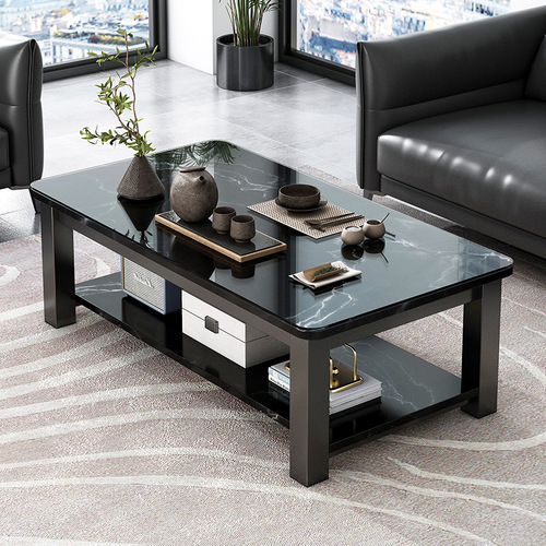 Coffee table, living room, home tea table, light luxury, modern and simple, office tea making table, small apartment tempered glass table