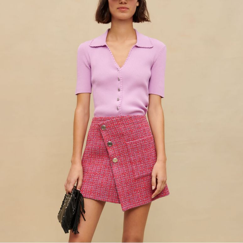 New Pink Girl Knitted Sweater Retro French Women's Top Fashion Short Sleeve Knitted Cardigan Women's Cross-border Wholesale