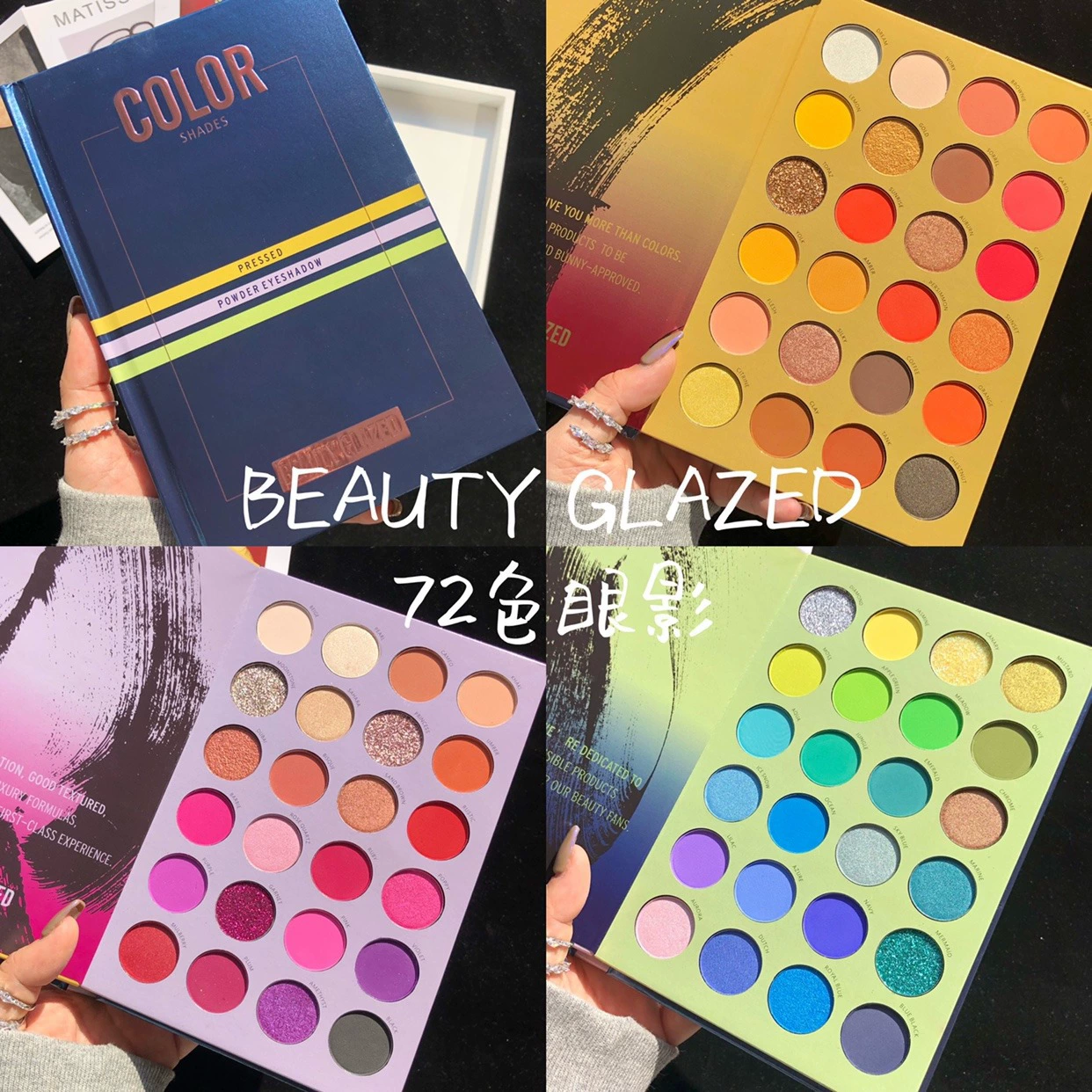 Настоящая Beauty Glazed63 цветовая палетка теней с двойным открытием, студенческая сцена макияжа, цветная палетка теней