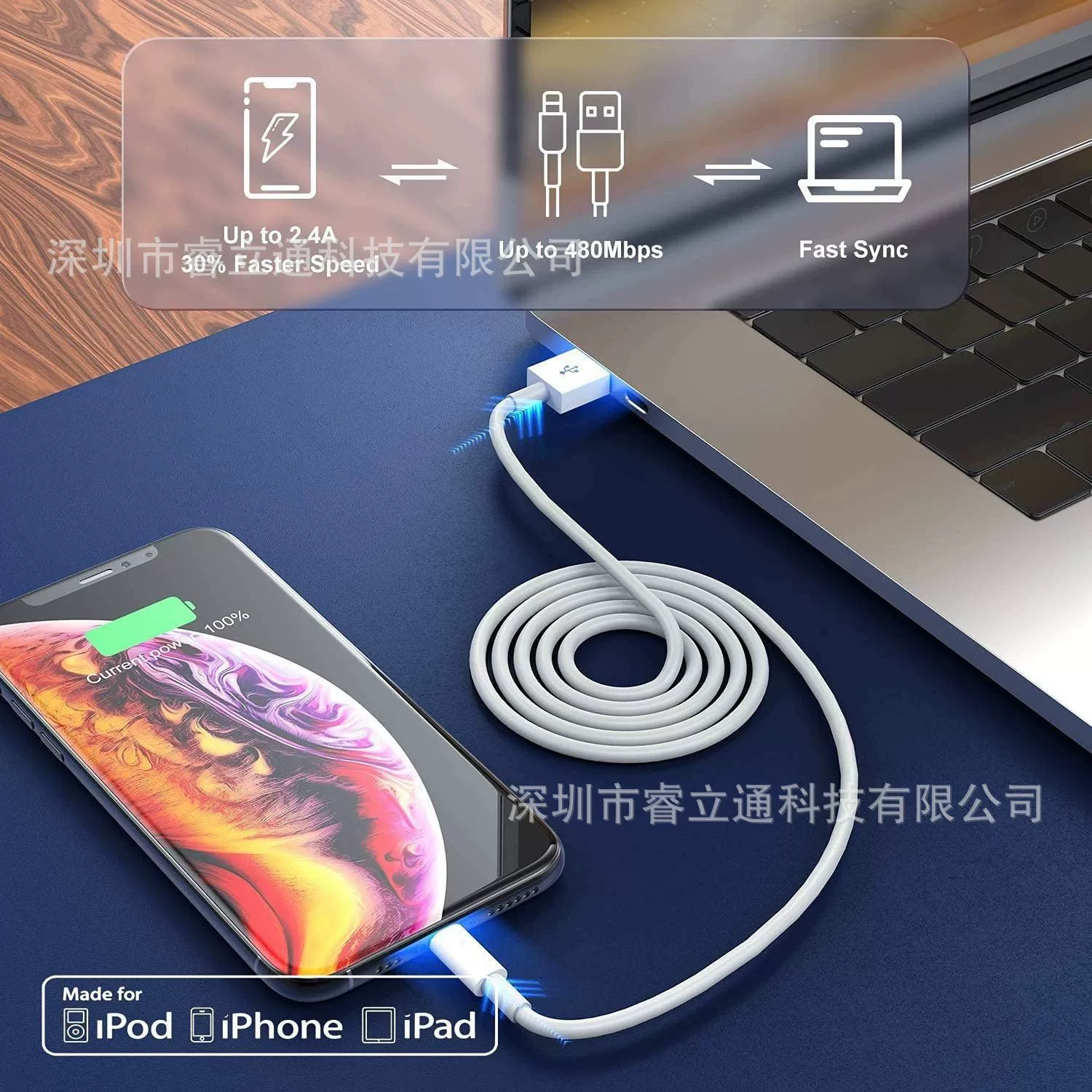 Подходящий для Apple кабель данных iPhone 8Pin USB кабель зарядки 2 метра кабель быстрой зарядки внешний торговый товар