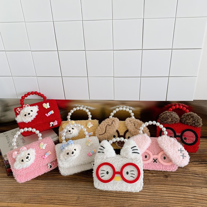 2026 nuevo bolso de niños animado lindos gafas gatito bolso de mano de comercio exterior transfronterizo bolsa de peluche de otoño y invierno