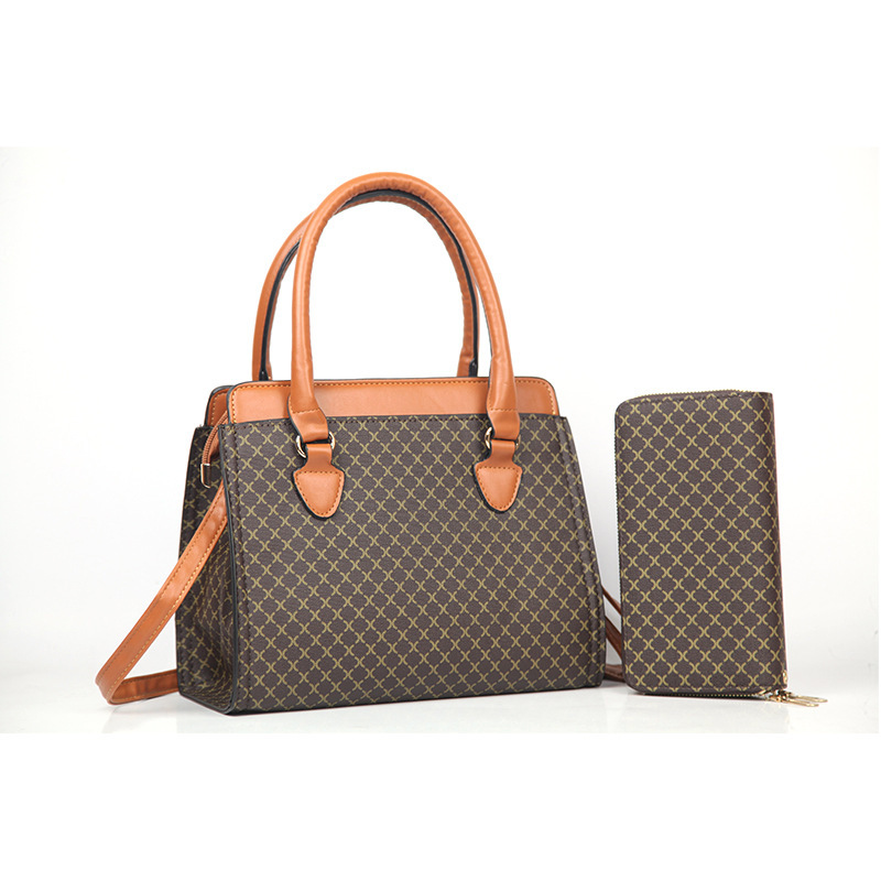 New fashion simple old flower designer large capacity mother and son 2 suit ladies handbag and wallet