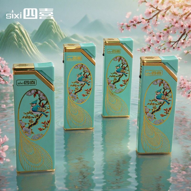 四喜555新款直冲蓝焰防风打火机批发定 制充气打火机创意个性厂家