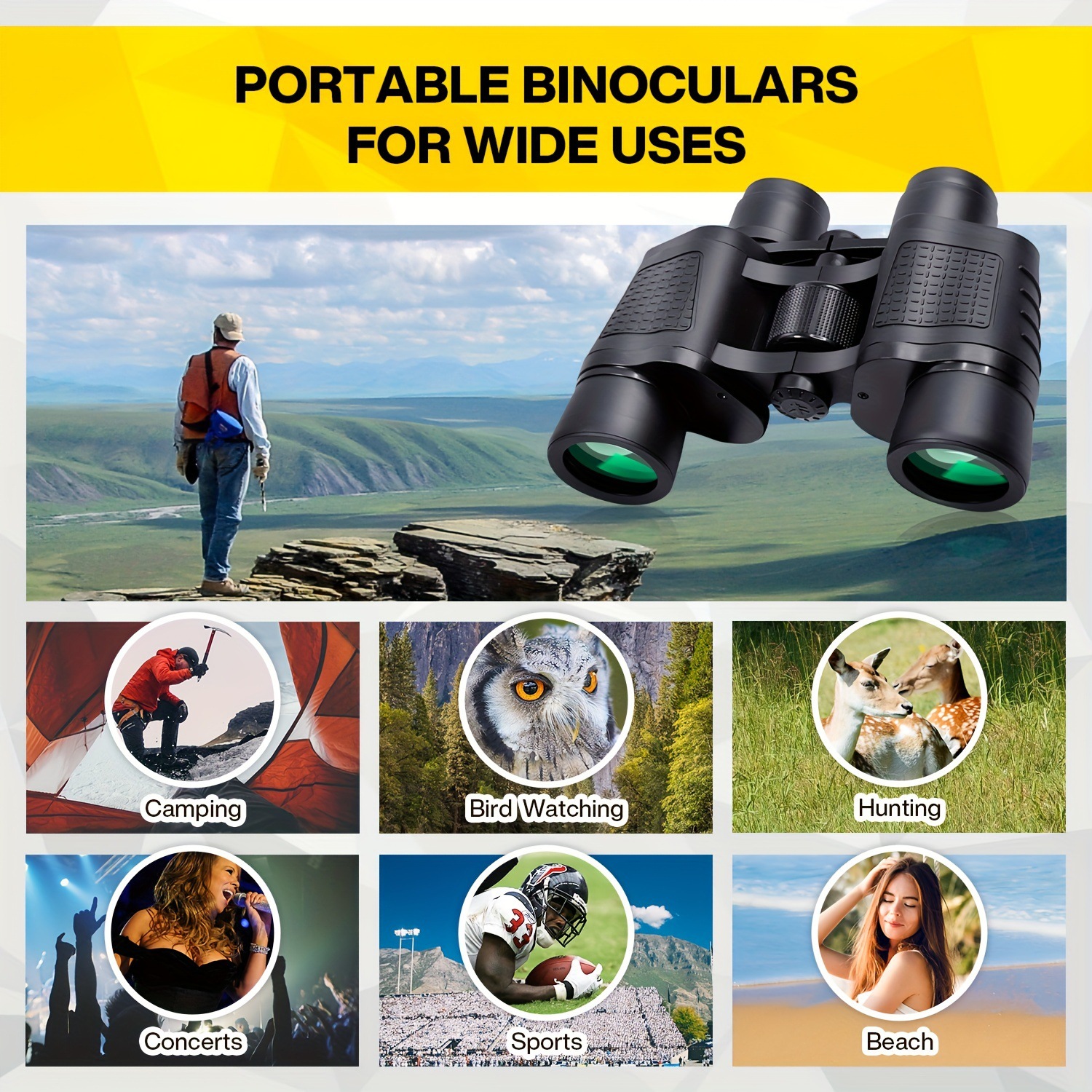 Binocolo HD Zoom ad alta potenza per adulti 10x50 a lungo raggio_voghion.com