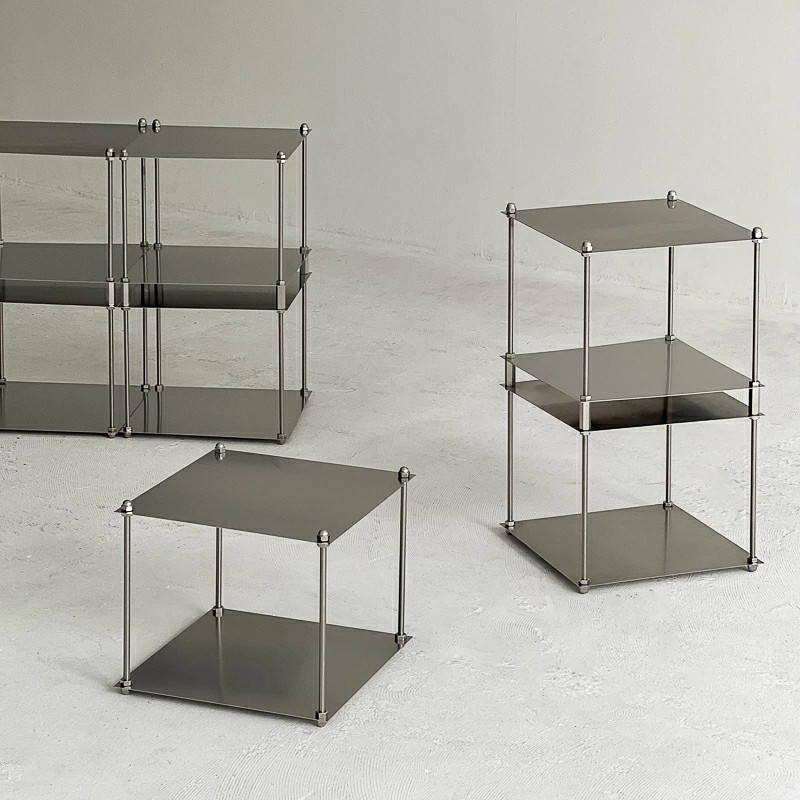 Bauhaus silver brushed stainless steel module floor-standing storage…