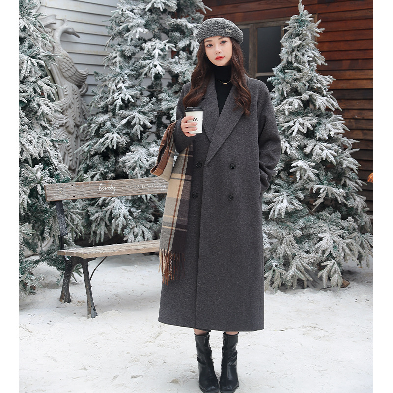In-Stock Plus-Size Women's Cotton Wool Coat, New Winter 2025 Over-The-Knee Cocoon Style, Gentle Style Aa25163