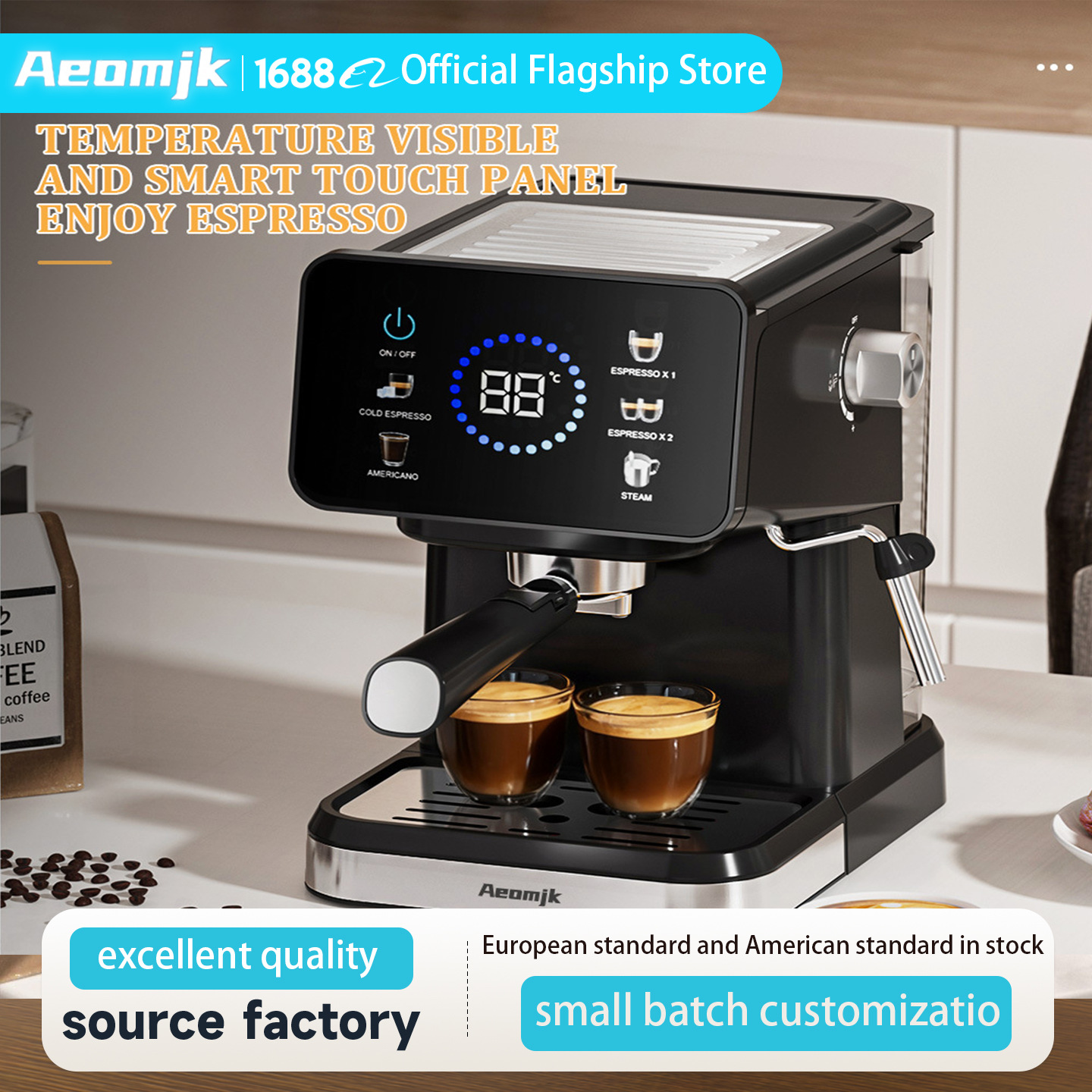 Cross-Border 110V-240V Italian Semi-Automatic Coffee Machine High-Pressure Extraction Concentrated Milk Foam Steam Machine Coffee Beans