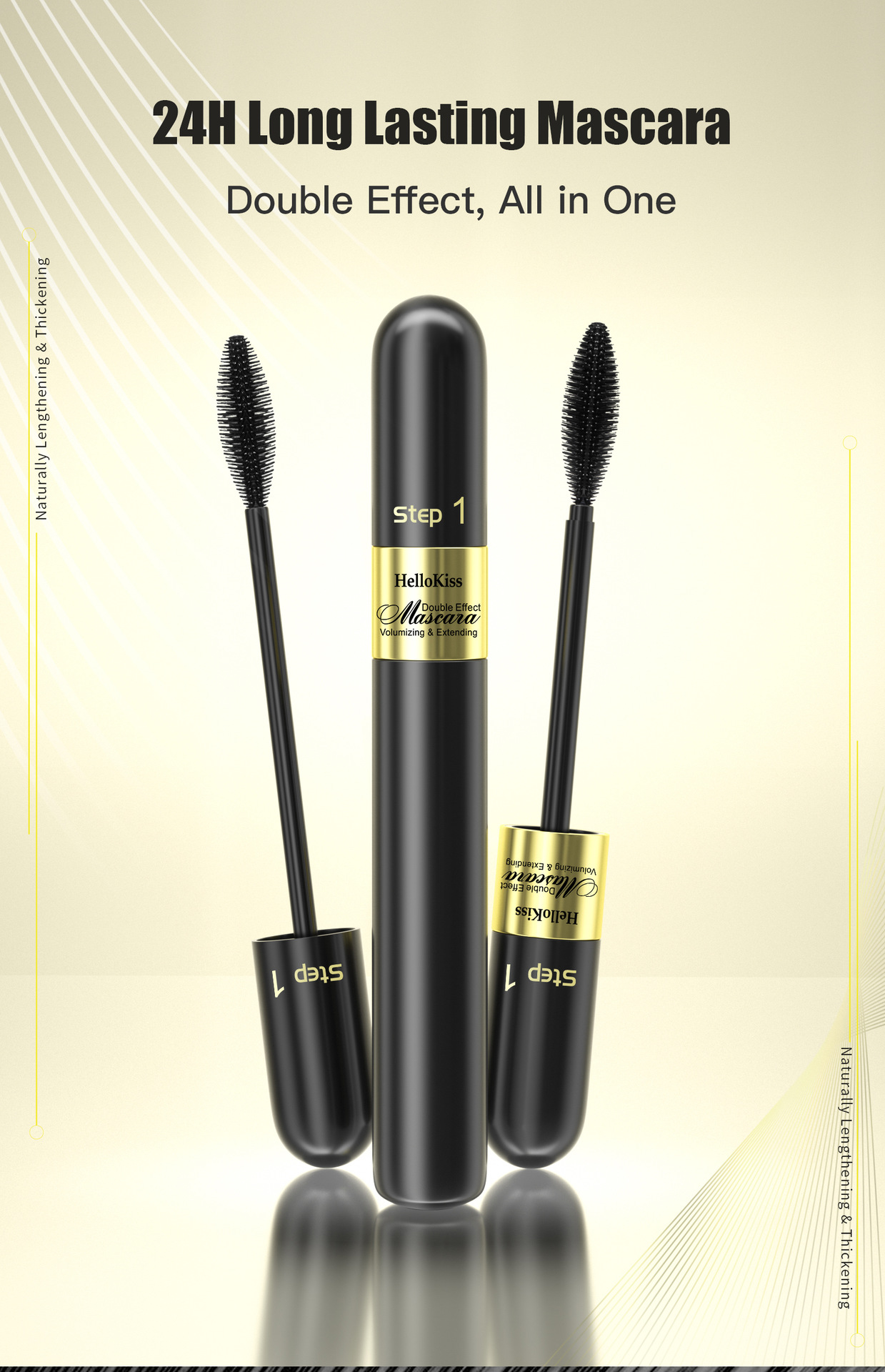 HelloKiss Dual-Effect 4D Mascara 2-in-1: Long, Curly, Thick, non-smudging, waterproof Mascara for Cross-border use Specification drawing