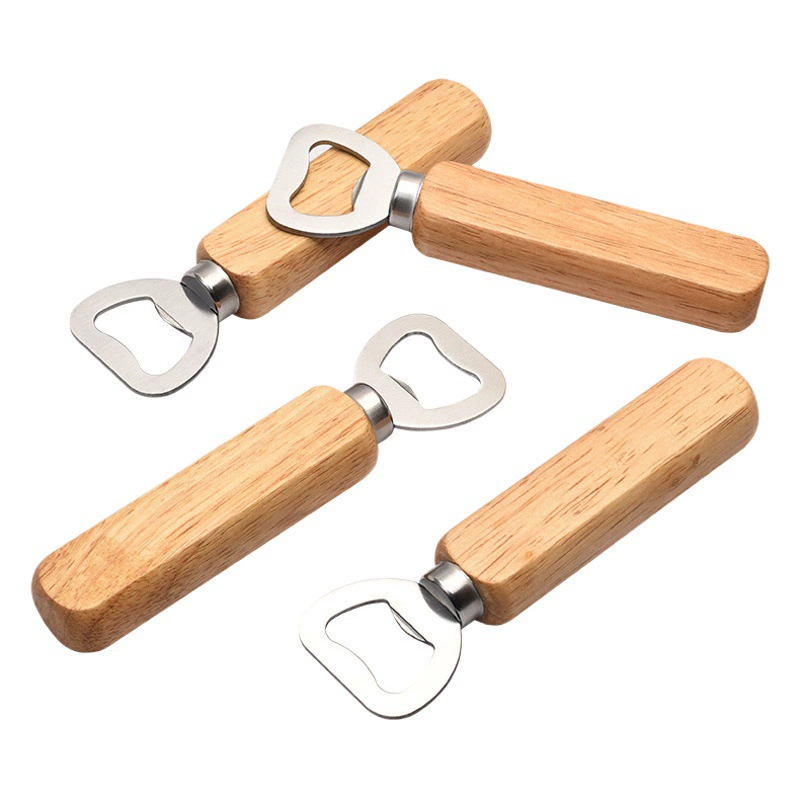 Amazon открывалка для бутылок пива изготовленная на заказ резиновая деревянная ручка открывалка для бутылок логотип надписи Творческий открывалка крышки из нержавеющей стали