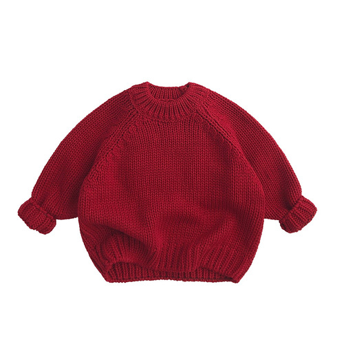 Western style Christmas style ~ New Year and winter children's sweaters Korean style men's and women's trendy sweaters retro red pullover raglan