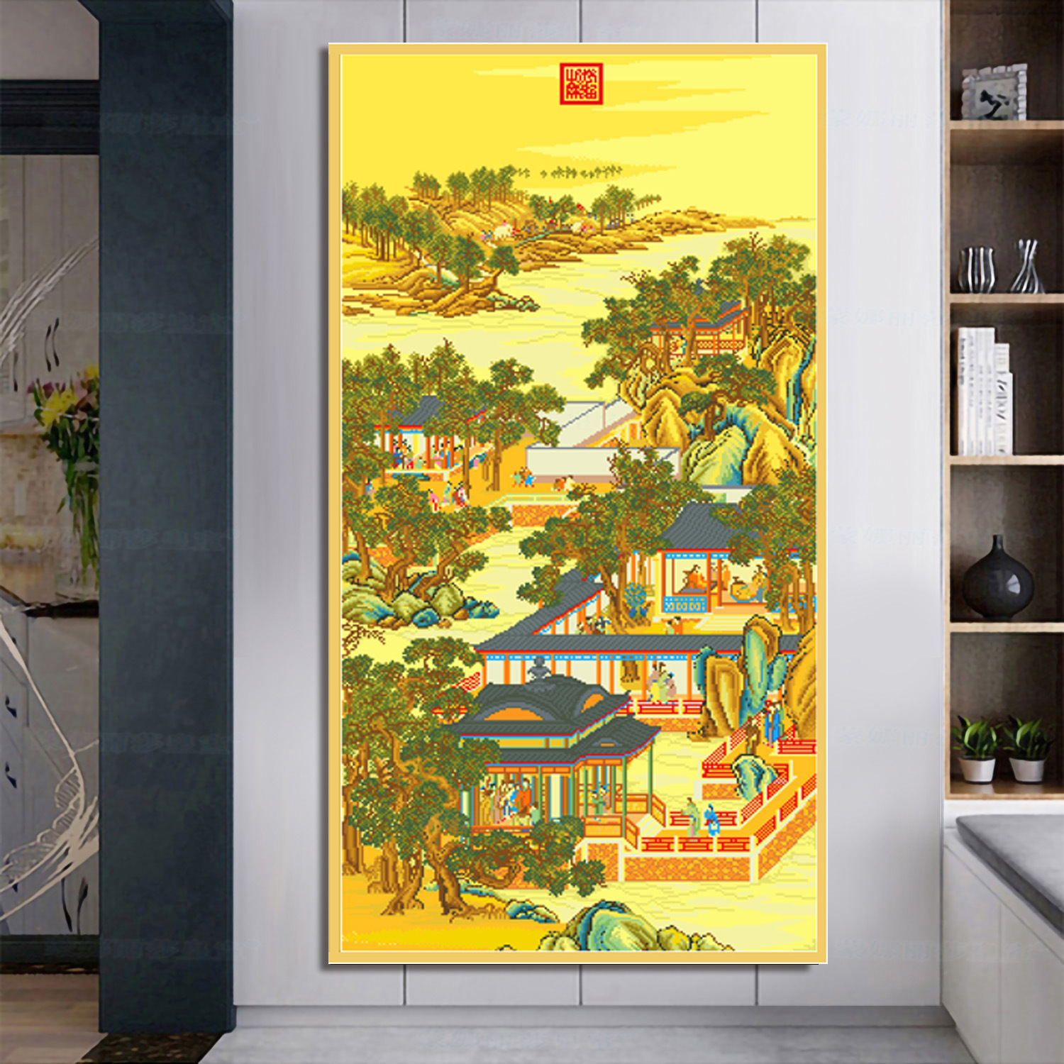 Punto de Cruz Real de la Mona Lisa: Meditación de Noviembre de Yongzheng, Decoración de Punto de Cruz de Estilo Antiguo para Sala de Estudio y Sala de Estar, Estilo Antiguo.