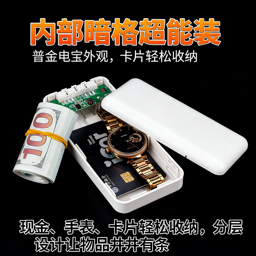 伪装带线充电宝储物收纳盒保险箱可放首饰银行卡安全套电话手表