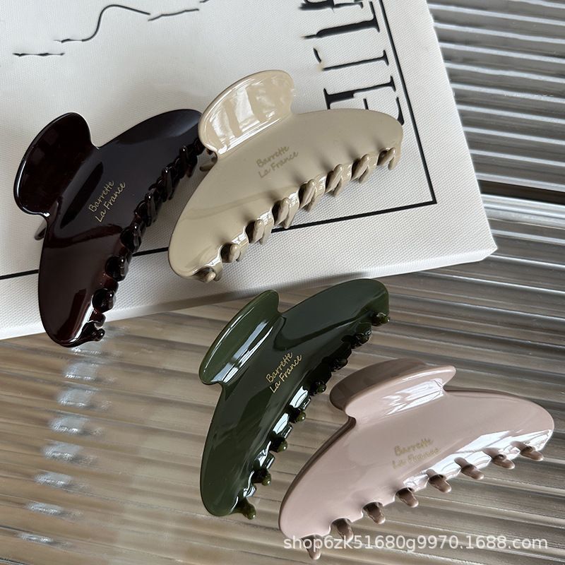 Korean-Style Gold Label Morandi Color Hair Clip, Simple and High-End Acetate Claw Clip for Updos, Shark Clip Korean-Style Gold Label Morandi Color Hair Clip, Simple and High-End Acetate Claw Clip for Updos, Shark Clip