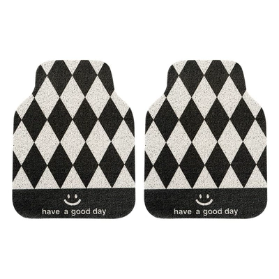 Anti-Dirty Mat Universal Car Floor Mat — Avtomobil döşəmə paspasları - black-rhombus-front-two-piece-set-default-specifications
