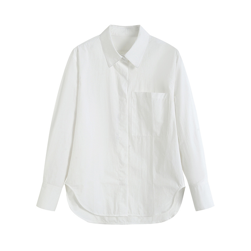 24XM-1421白色衬衫韩版女装批发2024春季新款休闲简约上班族长袖