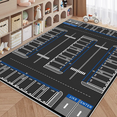 Avtomobil döşəmə paspasları — Room Balcony Large Size Baby - parking-lot-type-b-80x120cm-crystal-velvet-floor-mat