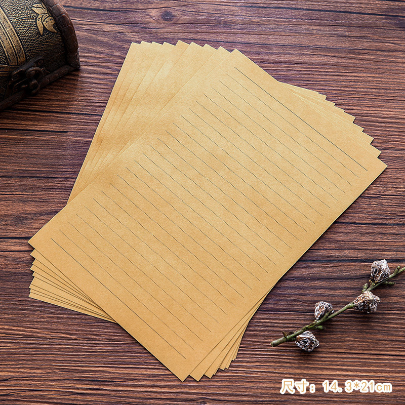 Sobre de lino grueso, juego de papelería de alta gama, carta de amor de confesión escrita a mano retro, carta de invitación con cabecera de carta de escritura de piel de vaca