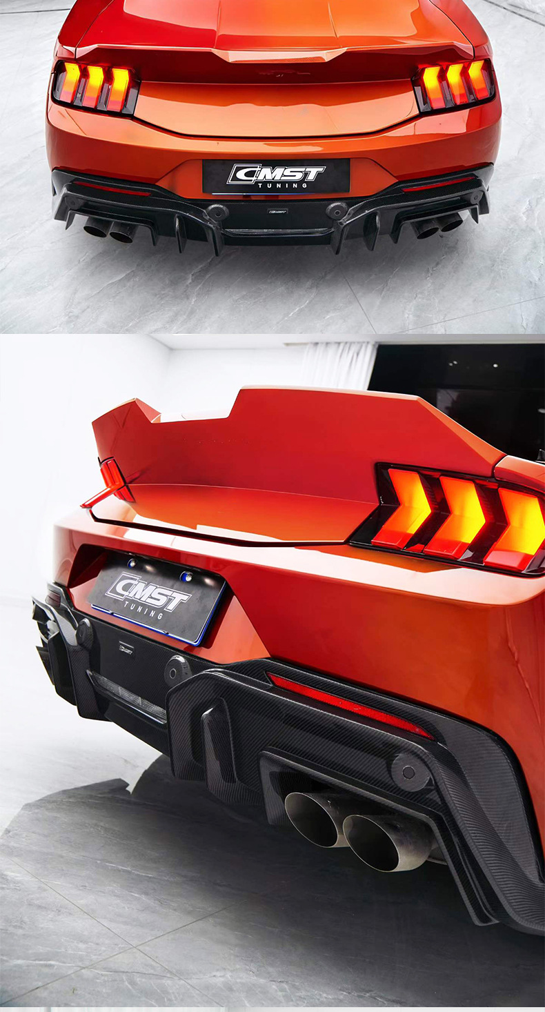 Suitable for Ford Mustang modifications: CMST carbon fiber front splitter, rear lip, side skirts, wind deflectors, hood, and fender flares