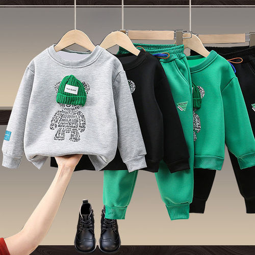 Boys and girls sweatshirt set 2024 spring and autumn new children's sportswear two-piece set handsome men's medium and large children's clothing trend