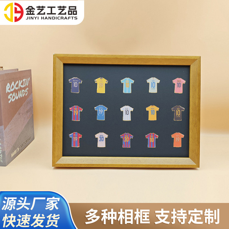 White Wood Badge Photo Frame Jersey Brooch Badge Commemorative Gift Hand-Made Storage Box Wooden Frame Table Wholesale