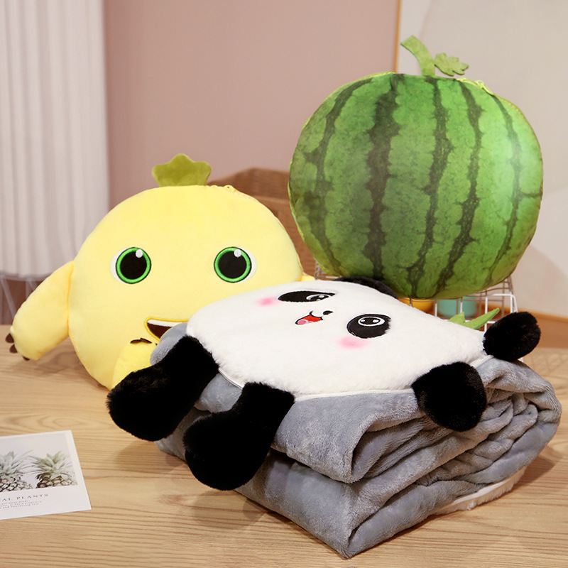 Sofá de Panda lindo edredón de almohada ajustable de doble uso dos en uno cojín de sandía almohada siesta de oficina Manta