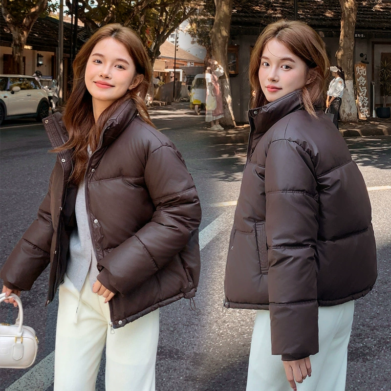 Short winter polyurethane trend down jacket with down, loose fit