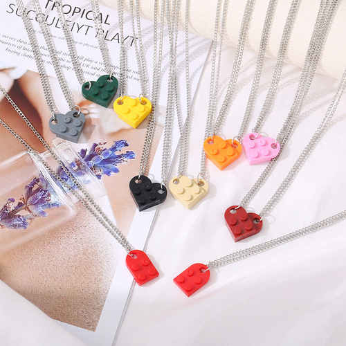 Nceklace Korean Style European and American Cross-Border Heart Necklace Creative Simple Love Pendant Double Beaded Chain Necklace