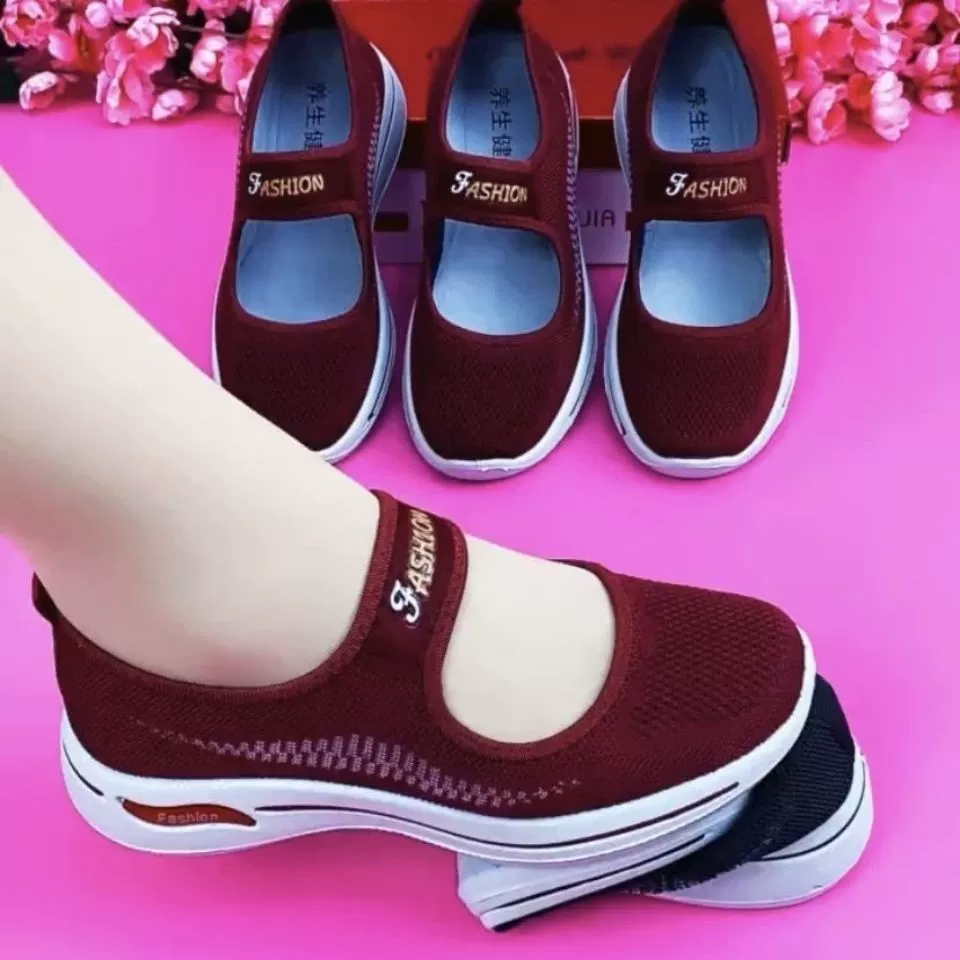 Old Beijing Тканевая обувь Обувь для мам Женская 2023 Новый стиль Обувь для пожилых людей Туфли на плоской подошве с дышащей сеткой Повседневная прогулочная обувь