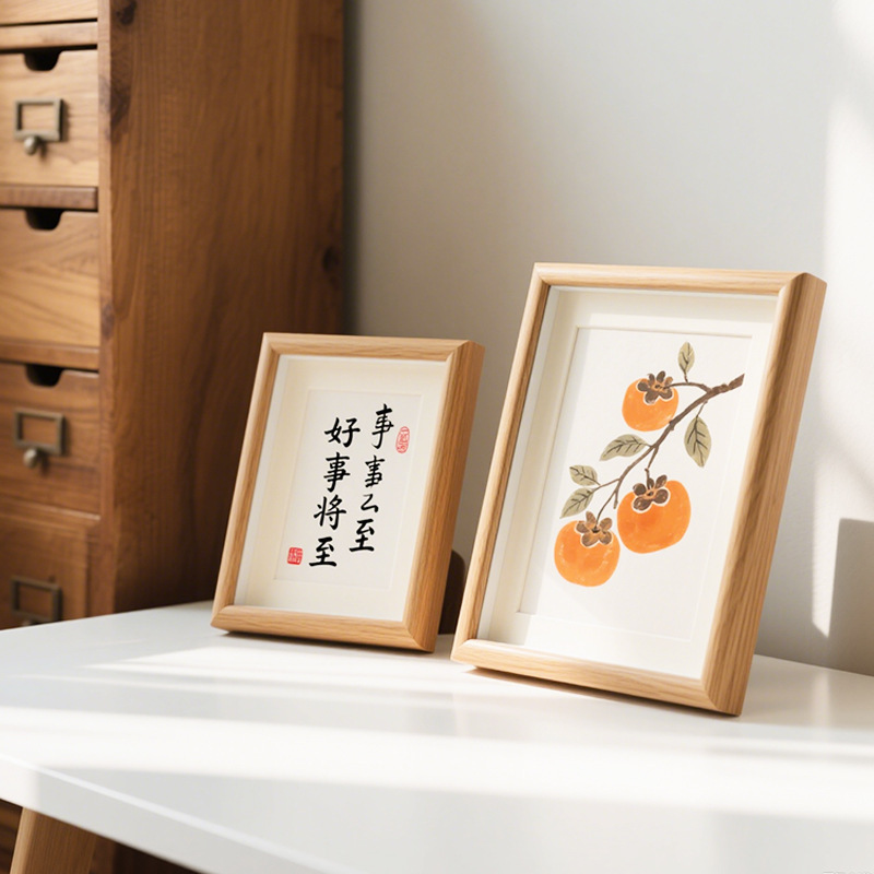 Persimmon Ornament Decorative Painting Photo Frame Office Vintage Style Living Room Entryway Display 5-Inch 6inch 7inch Picture Frame